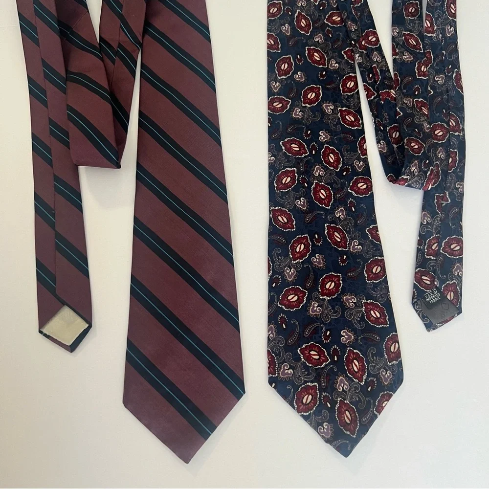 Christian Dior, All Silk, Made in USA,‎ Striped and Patterned Ties Set of 2